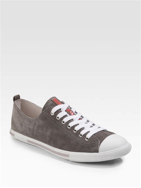 grey suede prada trainers|Prada shoes for men.